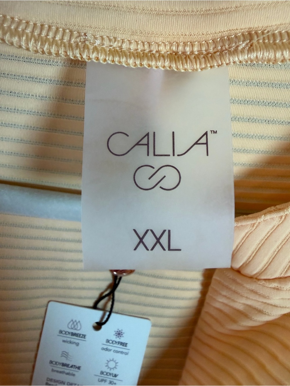 CALIA Women’s XXL Peach Ribbed Half Zip Cap Sleeve Activewear, Golf, Casual NWT - Picture 9 of 10
